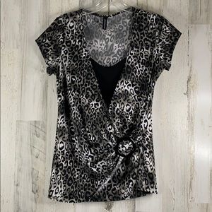 Jason Maxwell Side Shirred Sleeveless Cheetah Top
